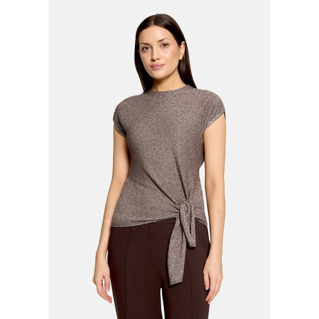 T-shirt à manches courtes à col brown melange <span itemprop=