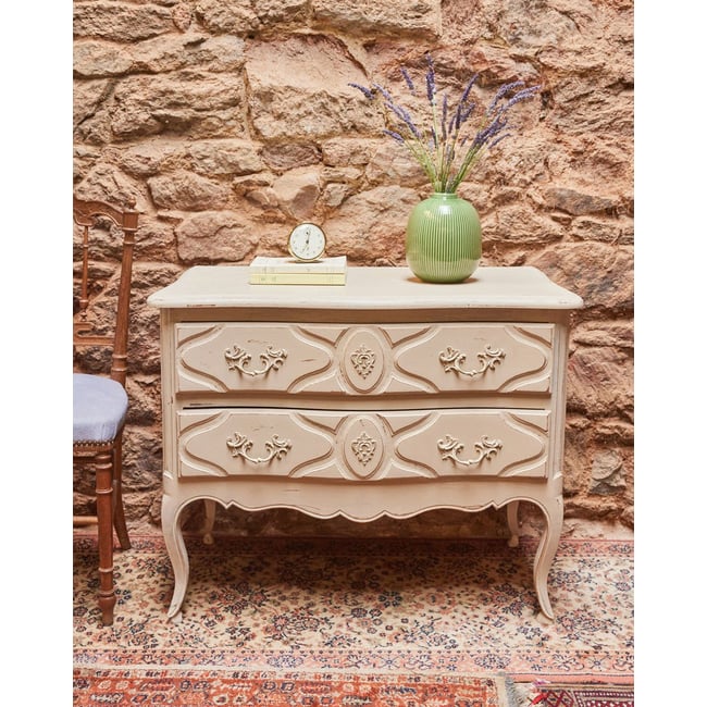 Commode en bois Garance N°673 - Bon état Couleur blanc <span itemprop=