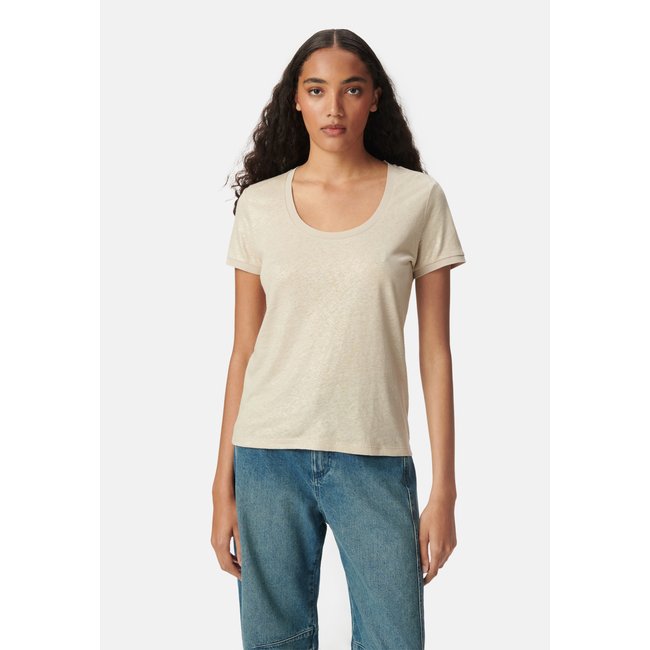 Tee-shirt manches courtes irisé beige <span itemprop=
