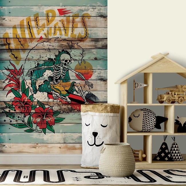 Papier peint panoramique, wild waves Couleur multicolore <span itemprop=