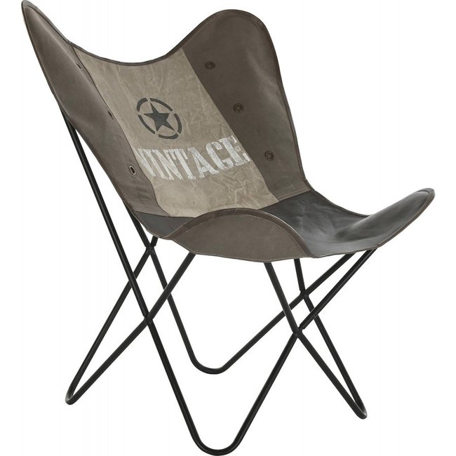 Chaise papillon en cuir, Vintage 1993 Couleur gris étoilé vintage <span itemprop=
