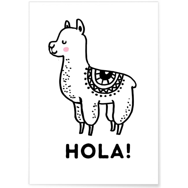 Affiche Hola ! Couleur blanc <span itemprop=