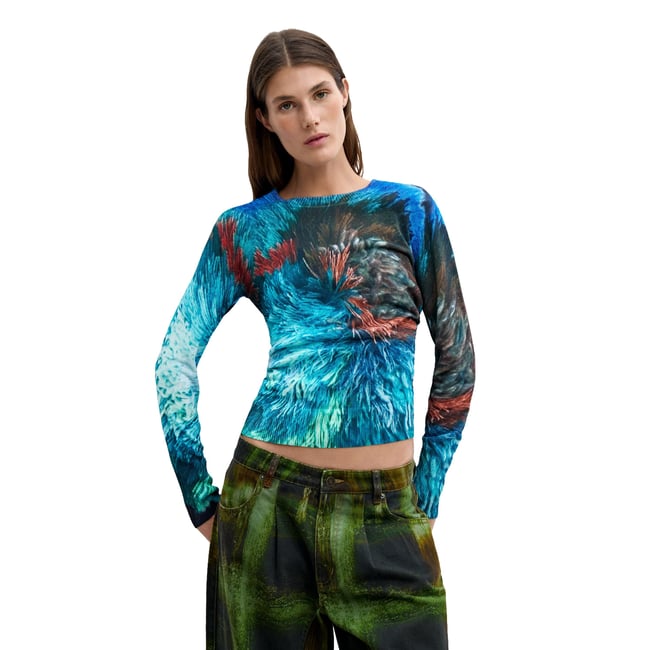 Pull imprimé M. C. Lacroix bleu <span itemprop=