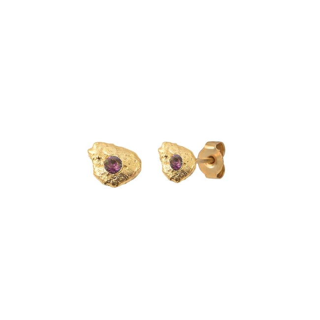 Boucles d'oreilles dorées - eleven violet <span itemprop=
