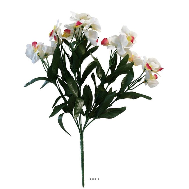 Lot De 2 Orchidées Artificielles HOMESCAPES En Pot - Crème Et Rose - Feuilles Réalistes, Tiges En Bois - Traitement UV, Fait Main