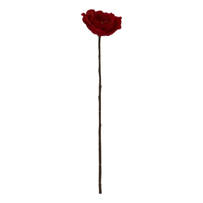 Branche décorative coquelicots rouge et blanc H. 70 cm Couleur bordeaux <span itemprop=