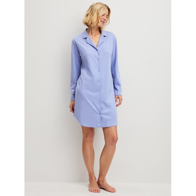 Chemise de nuit manches longues Coton EDITION 85 milky blue <span itemprop=