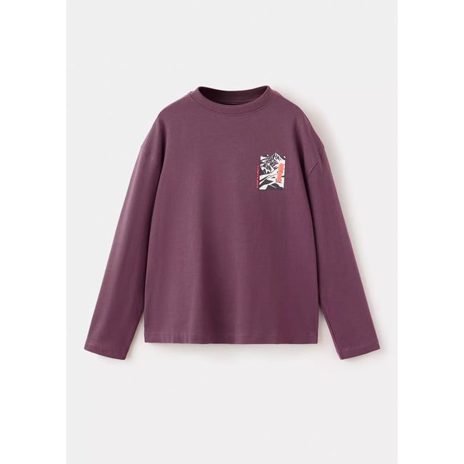 T-shirt coton détail imprimé cerise <span itemprop=