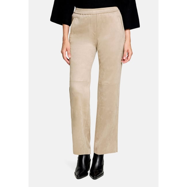 Pantalon à enfiler de coupe droite mocha meringue <span itemprop=