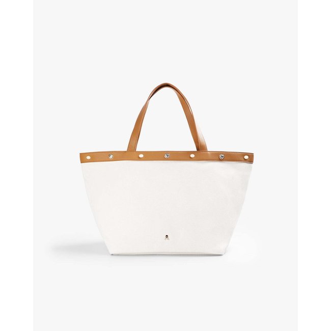 Sac cabas toile clous natural <span itemprop=