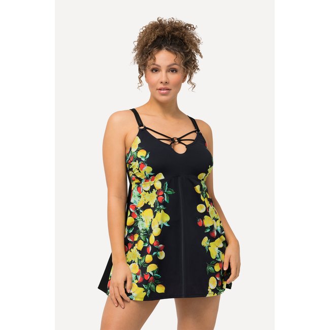 Robe de bain à motif citrons noir <span itemprop=