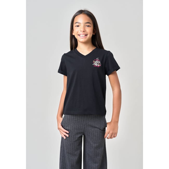 T-shirt regular fille en 100% coton imprimé graphique 