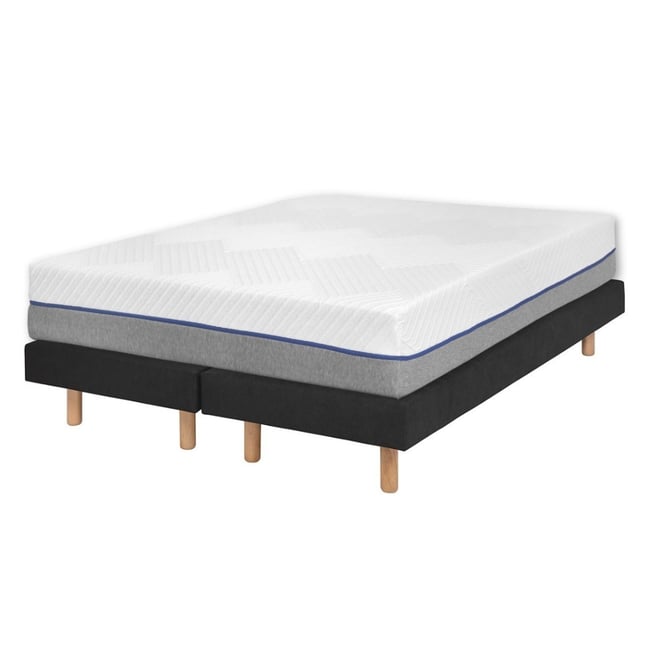 Pack 2 sommiers tapissiers avec matelas Bois massif  HABBY Couleur noir <span itemprop=