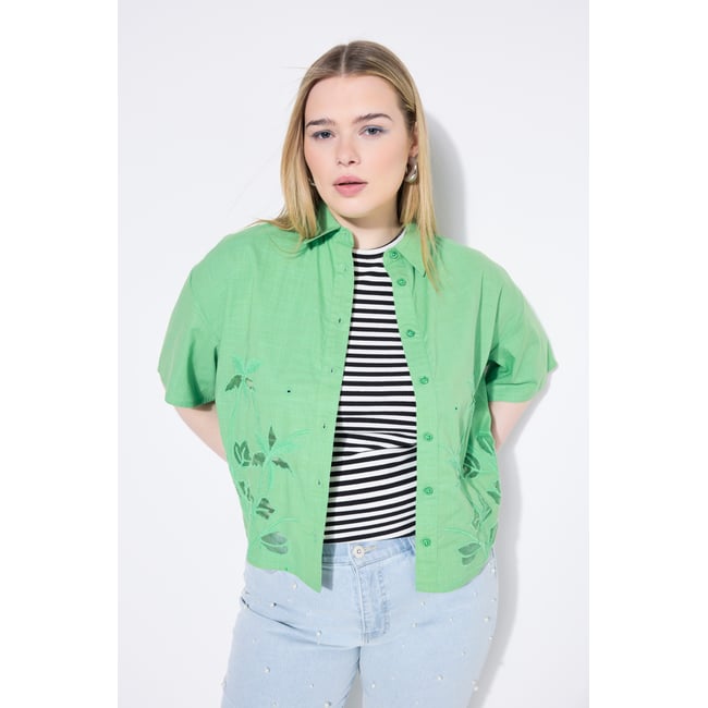 Chemisier coupe Boxy Shape vert trèfle <span itemprop=