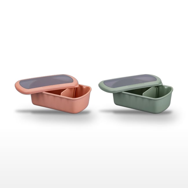Lot de 2 lunch box 1L avec 2 ustensiles de cuisine STORAGE rouge|vert <span itemprop=