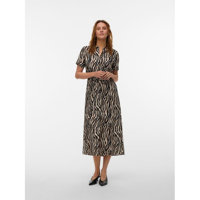 Robe imprimée manches courtes avec ceinture imprimé zèbre <span itemprop=