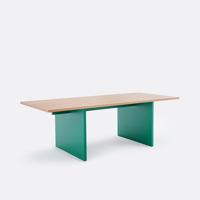 Rectangular Dining Table with 8 Place Settings, Deling, oak/green, LA REDOUTE INTERIEURS