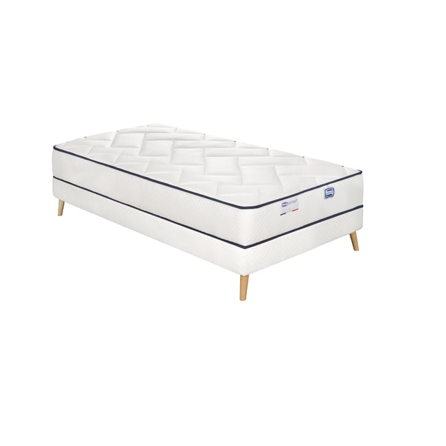 Ensemble L'EVIDENT, matelas ressorts ensachés140x200, ferme, H23 + sommier Couleur blanc <span itemprop=