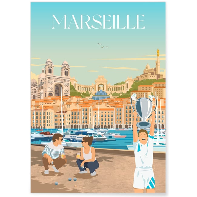Affiche ville Marseille 6 Mix Couleur blanc <span itemprop=