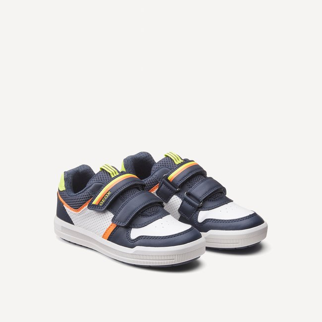 Kids Arzach Breathable Trainers with Touch 'n' Close Fastening, navy blue/white, GEOX