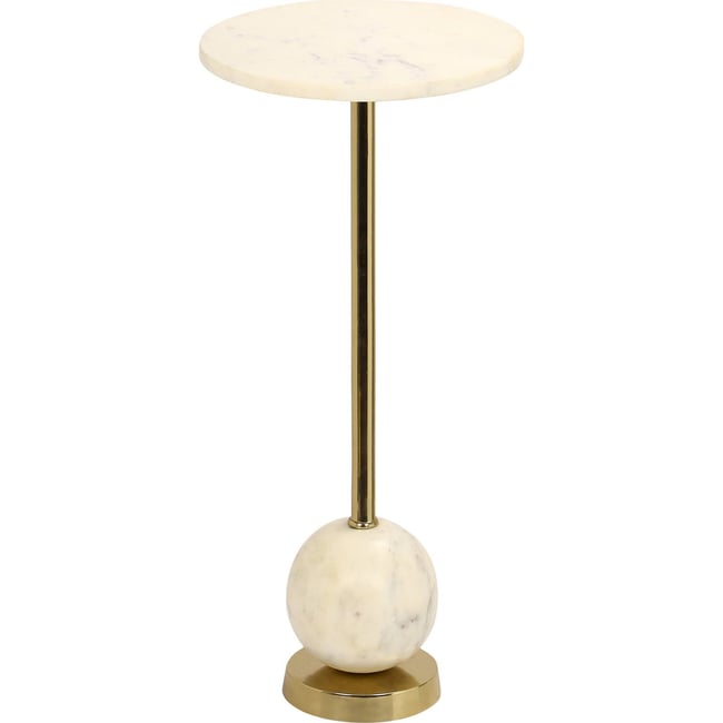 Table d'appoint ronde en marbre RENNEY Couleur blanc et doré <span itemprop=