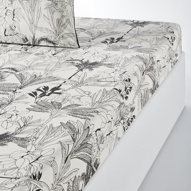 Drap housse percale coton bonnet 30 cm, Palmeira imprimé LA REDOUTE INTERIEURS