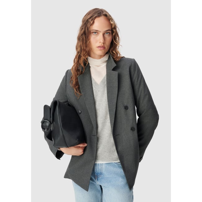 Veste de tailleur fines rayures gris anthracite <span itemprop=