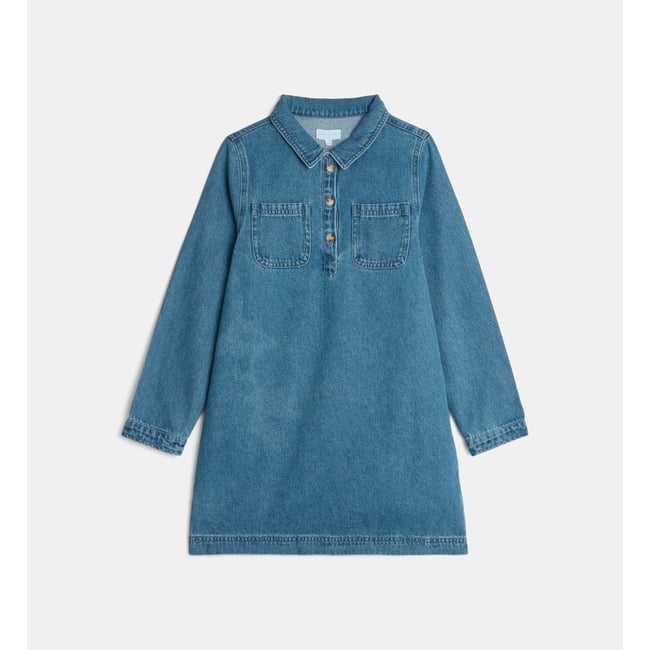 Robe droite touanna en denim de coton bio bleu moyen <span itemprop=