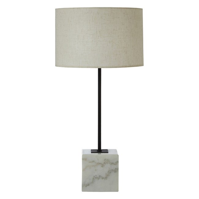 Contemporary Style Iron with Marble Base Table Lamp, white, SO'HOME