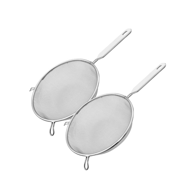 Set de 2 ustensiles de cuisine passoire en inox BASIC gris <span itemprop=