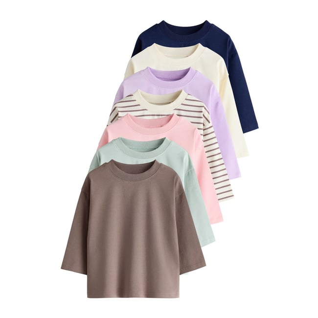 T-shirt à manches longues, lot de 7 rose neutre <span itemprop=