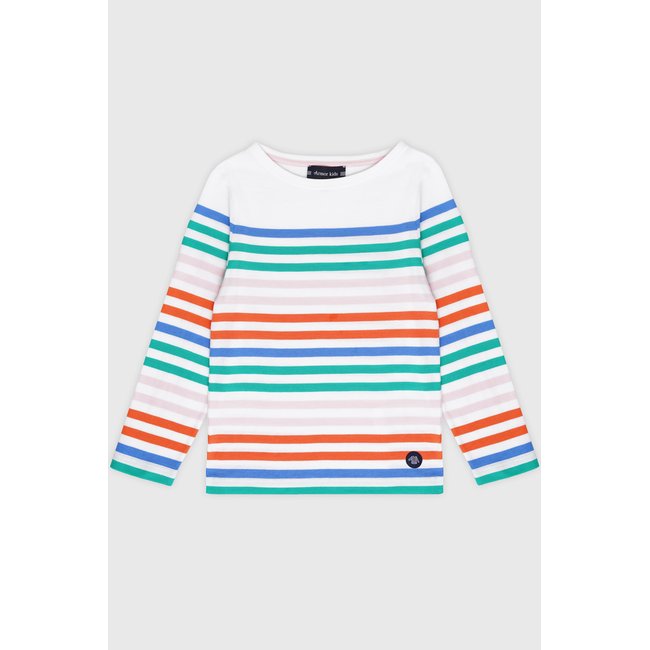 Marinière rayée en coton - blanc / blue saphir / ic <span itemprop=