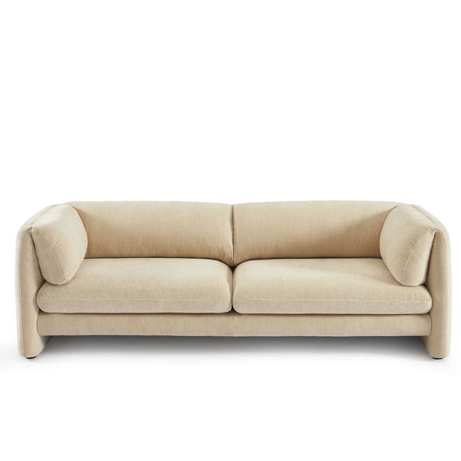 Canapé droit 3 places en velours NIKKI Couleur beige <span itemprop=