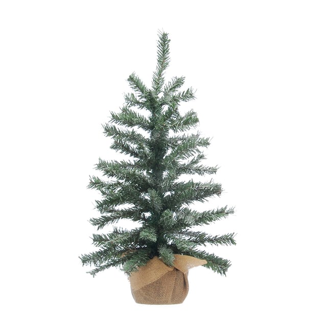 90cm Flocked Christmas Tree with Burlap Base, green, SO'HOME