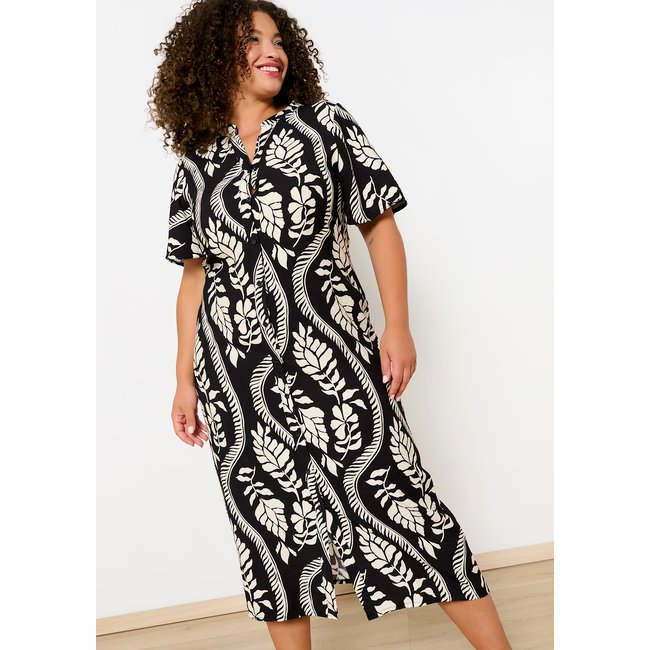 Robe chemise imprimée fluide noir <span itemprop=