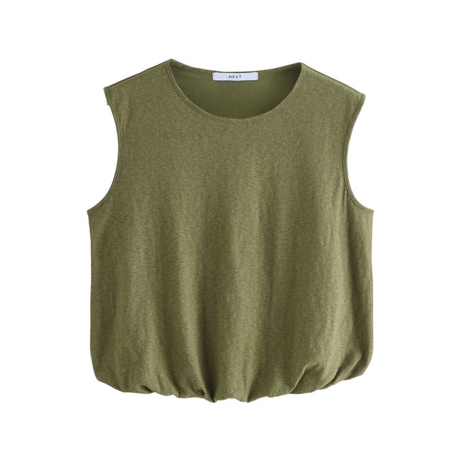 Débardeur flammé à ourlet boule vert kaki <span itemprop=