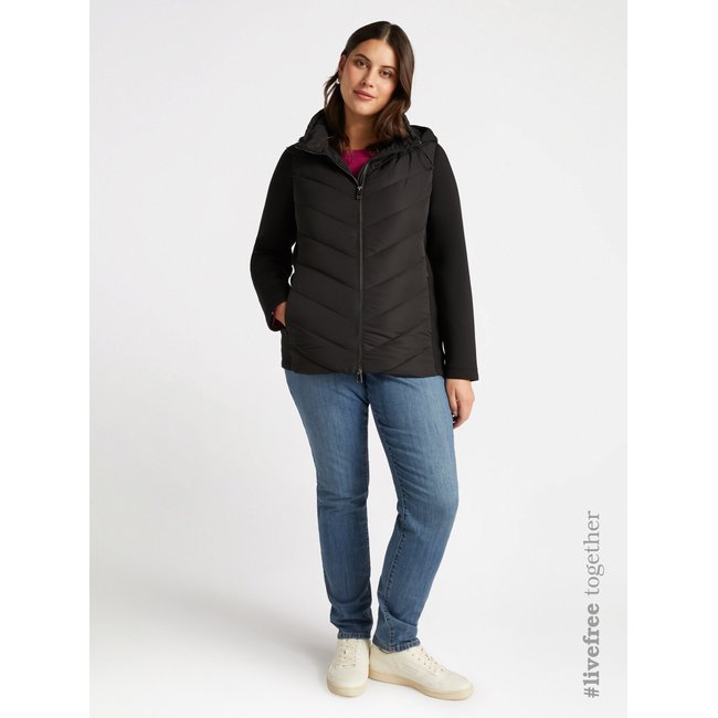 Veste rembourrée légère avec devant matelassé à rayures, manches et côtés en néoprène noir <span itemprop=