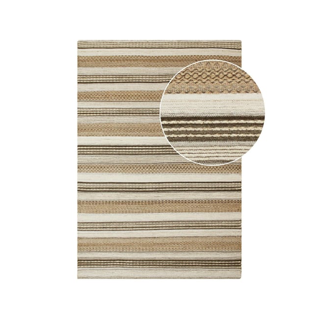 Tapis laine et jute linéaire FEZ Couleur marron <span itemprop=