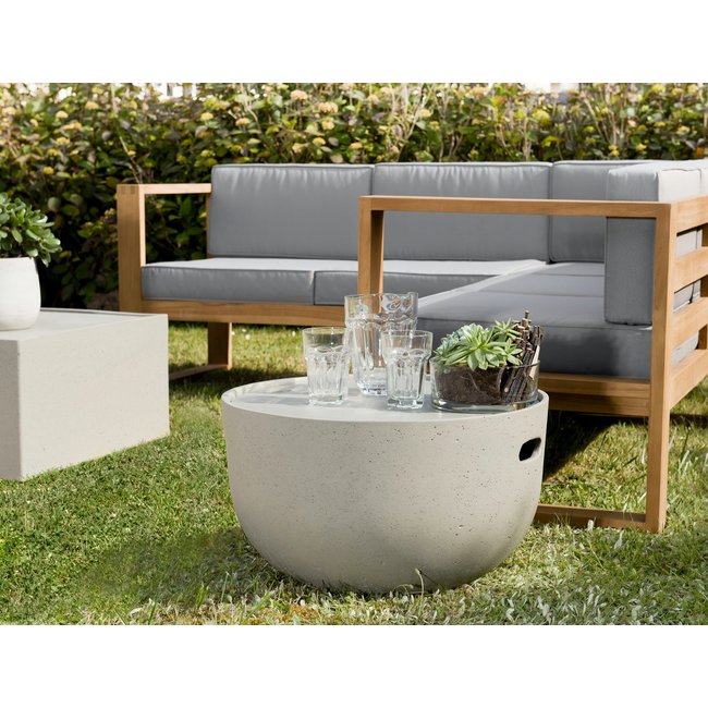 Table basse de jardin ronde en béton avec rangement intérieur 58cm SUMMER gris <span itemprop=