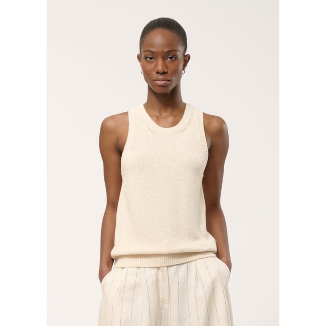 Débardeur loose maille bouclette naturel <span itemprop=