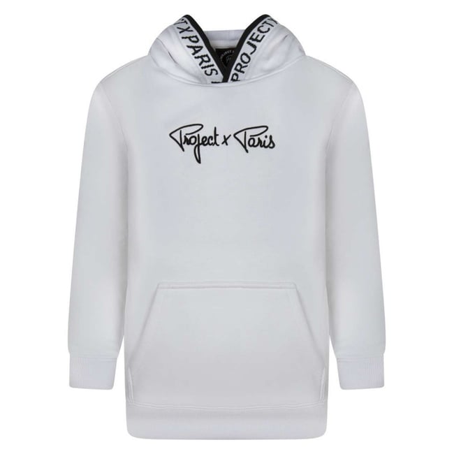 Sweat à capuche beige uni à coupe droite avec une grande poche - PROJECT X