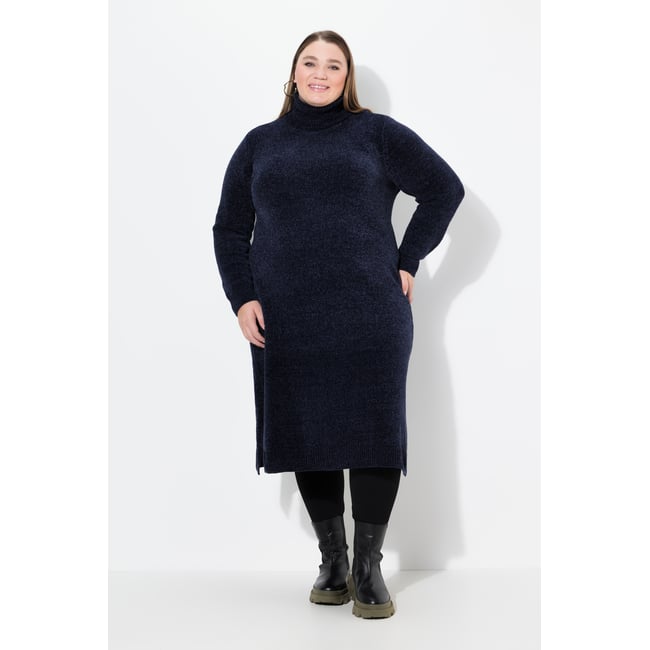 Robe en maille chenille texturée, col roulé - ULLA POPKEN