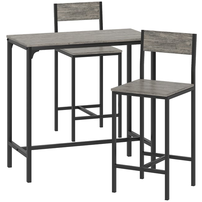 Ensemble de table de bar Métal Gris foncé Couleur gris foncé, noir <span itemprop=