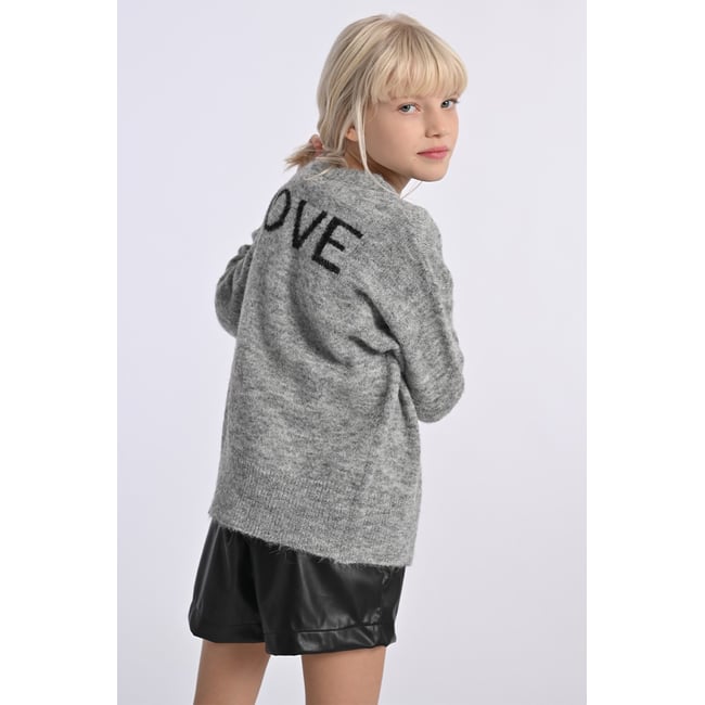Pull Long Molly Bracken Gris, Cœur Ajouré, Boutons - Taille 38/40 - Occasion Très Bon état