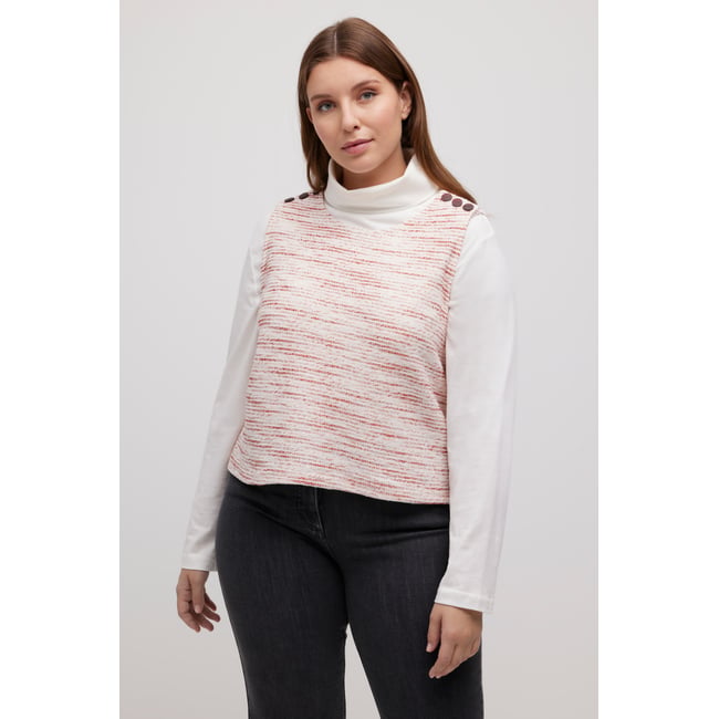 Pull sans manches en molleton, rayures rouge <span itemprop=