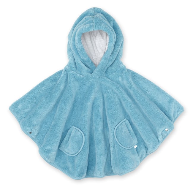 Poncho de voyage - Moelleux douceur turquoise <span itemprop=