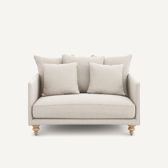 Canapé 2 places, en toile chinée, LAZARE Couleur ivoire <span itemprop=