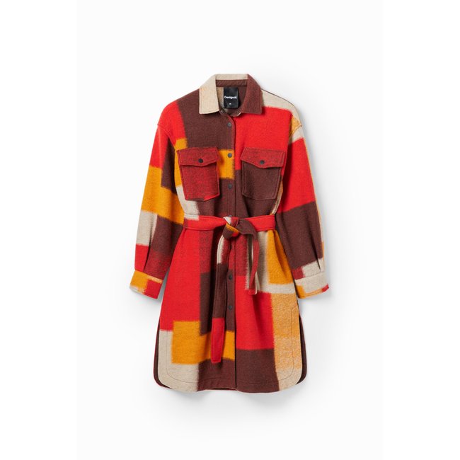 Manteau surchemise carreaux orange <span itemprop=