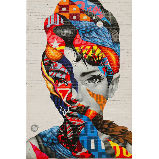 Tableau street art visage femme speechless - HEXOA