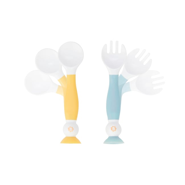 Couverts bébé ergonomiques pour l’apprentissage Couleur blanc <span itemprop=